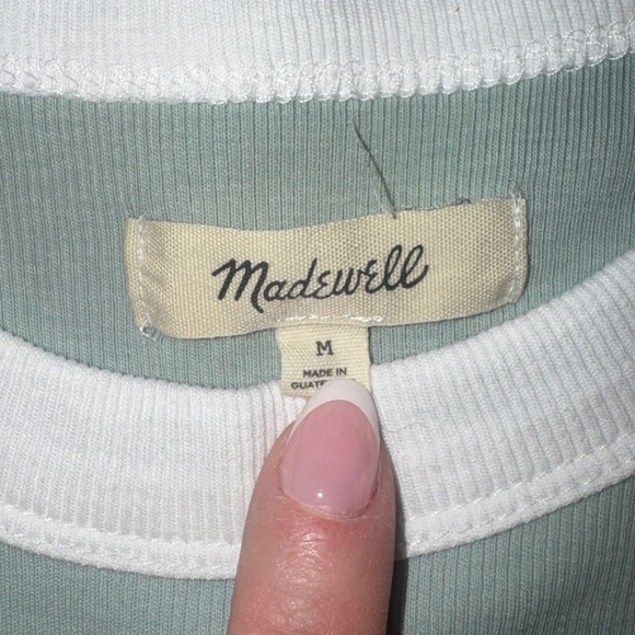 Madewell Green and White Cropped Tank Top - Picture 2 of 3